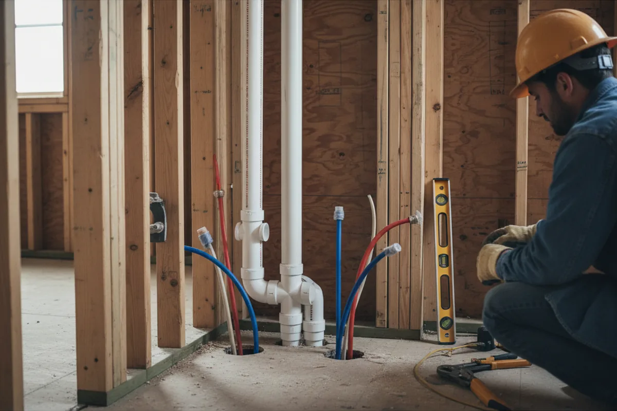 Drain and supply rough-in during Leak Detection in Anna